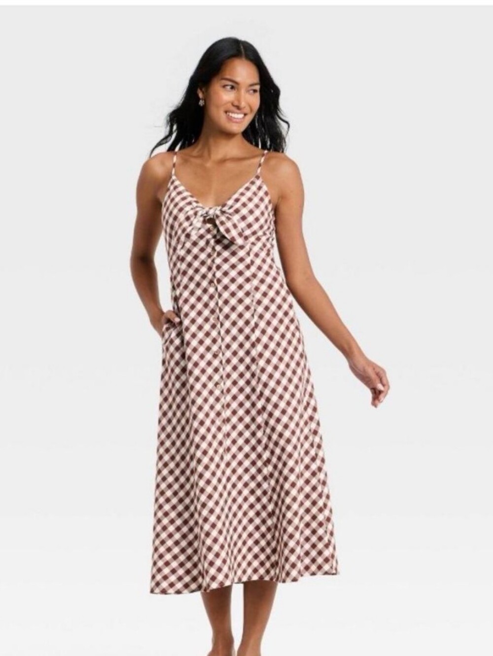 A New Day Sleeveless Bow-Front Midi A-Line Dress Size Small